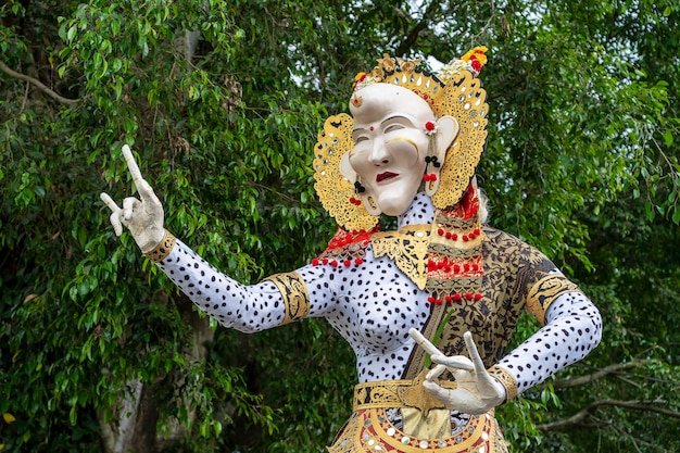 Impresive hand made structure Ogohogoh statue built for the Ngrupuk parade which takes place on the even of Nyepi day in Bali island Indonesia close up