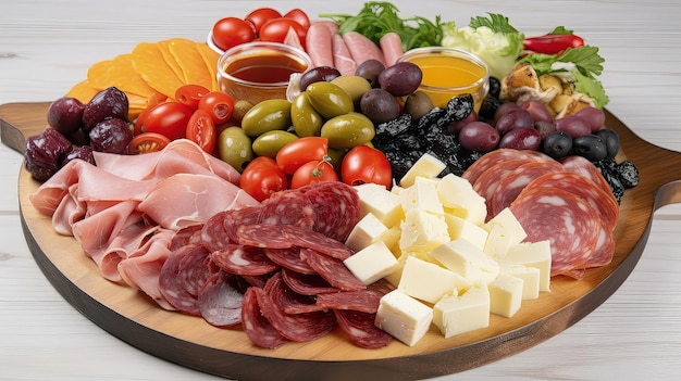 Impress your guests with this stunning cold antipasto platter featuring an array of meats cheeses and vegetables Generated by AI