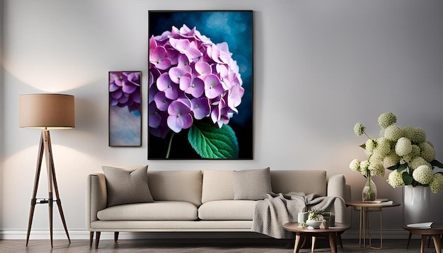 Impressionist style hydrangea flowers painting