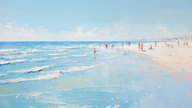 Impressionistic Oil Painting of People on the Beach