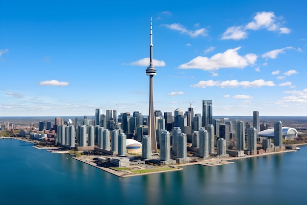 Impressive Aerial View of the Iconic CN Tower and Surrounding Urban Landscape A Display of Archite