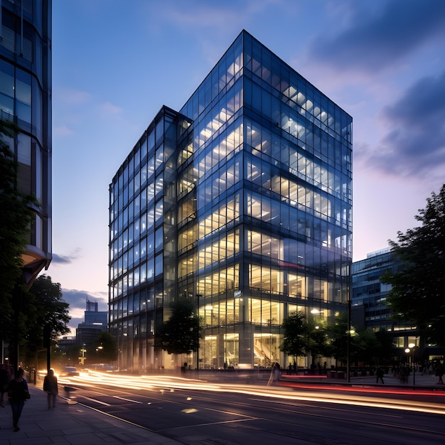 Impressive Facade of the BT Headquarters amidst Hustling City Life in Sunny London