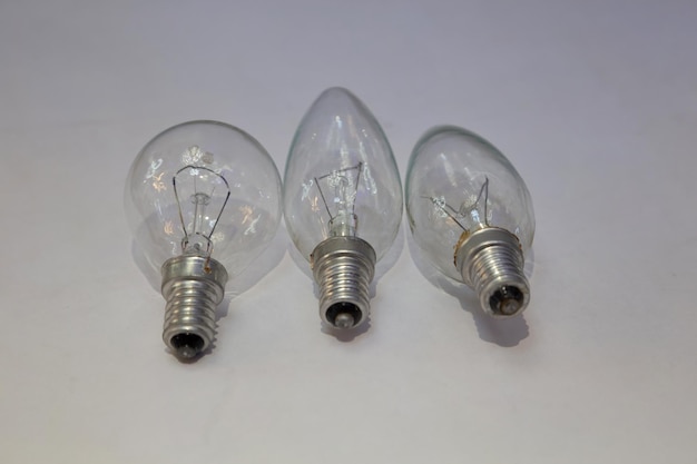 Incandescent bulbs on a white background Energy saving