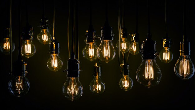 Incandescent light bulbs close up