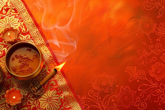 Photo incense holder diwali indian background concept