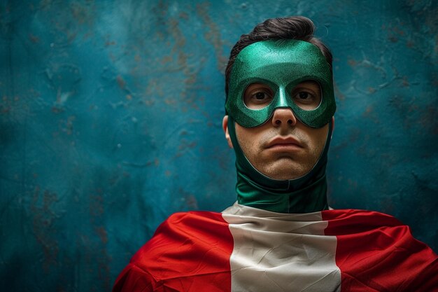 Photo incorporate the italian flag into a superhero mask generative ai