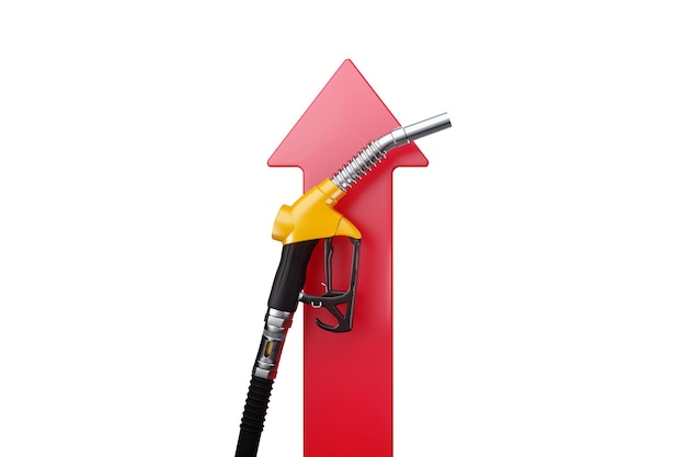 Photo increase in fuel prices increase in the cost of gasoline gas station pistol on the background