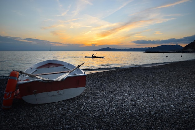 incredible colors and lights for a romantic sunset over the sea in Liguria