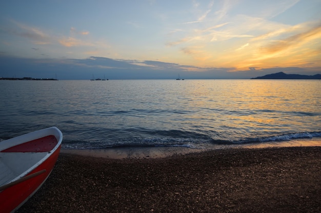 incredible colors and lights for a romantic sunset over the sea in Liguria