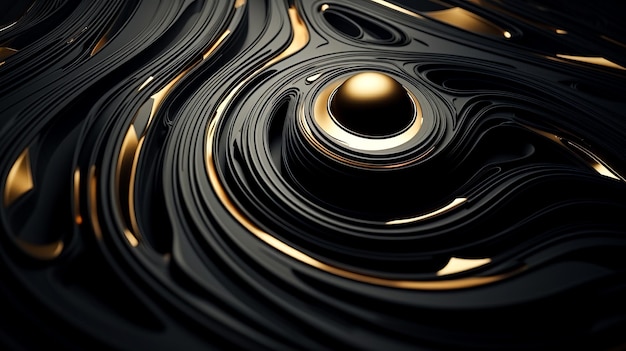 Incredible fantasy black and gold background The texture of stucco a wall with curves AI generation