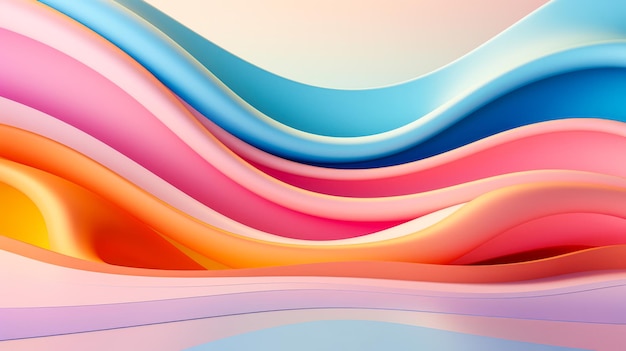 Incredible pinkblue colorful fantasy interior background Smooth pink lines curves space