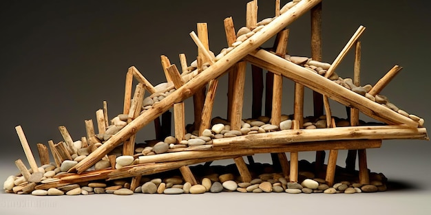 Incredible structure made of sticks Zen mediation concept Generative AI