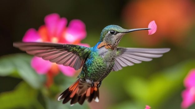 The incredibly beautiful Green Violet Eared Hummingbird in the central mountains of Mexico