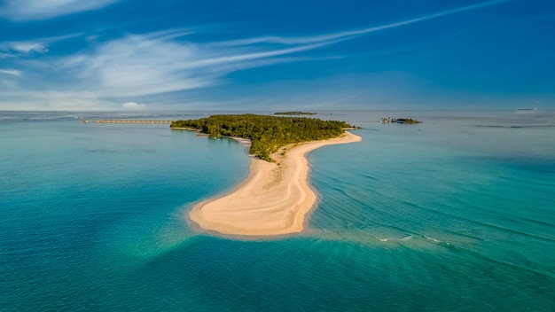 Incredibly beautiful landscape Island of the Maldives Turquoise water beautiful sky  Aerial view