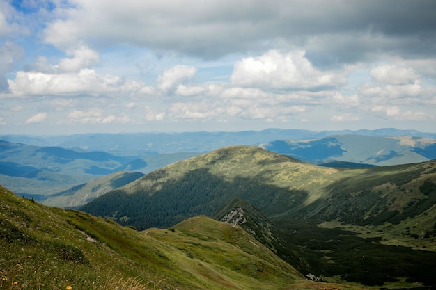 Incredibly beautiful panoramic views of the carpathian mountains peaks