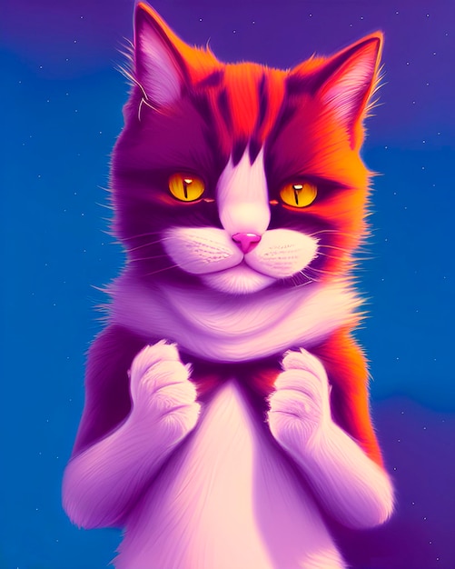 Incredibly bright portrait of a cat. super cute fluffy cat, fur cat, in clothes