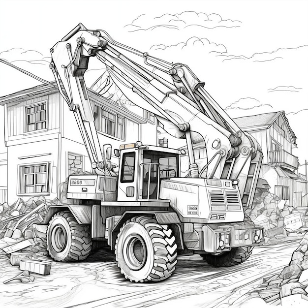 Incredibly HighQuality Coloring Pages of Construction Loaders Generative AI