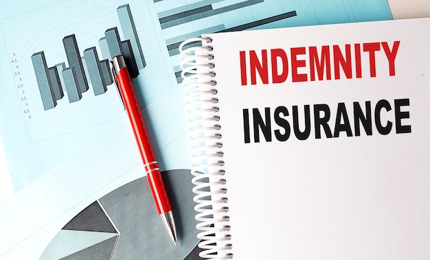 INDEMNITY INSURANCE text on notebook on chart background