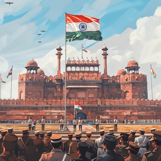 Photo independence day celebration on red fort