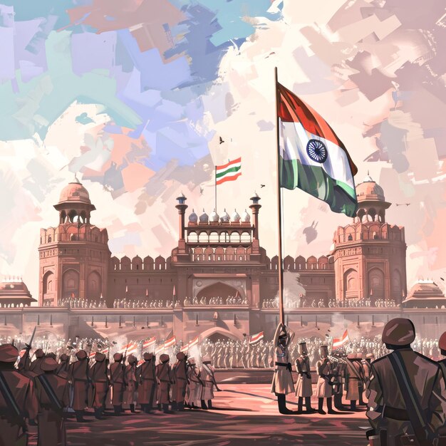 Photo independence day celebration on red fort