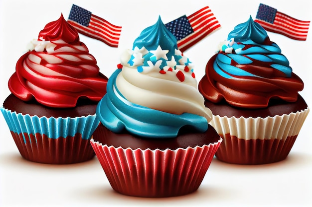 Independence Day cupcake for 4th July celebration Generative Ai