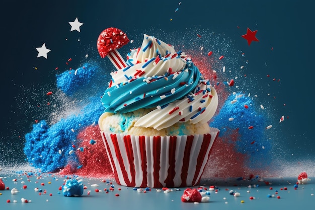 Independence Day cupcake for 4th July celebration