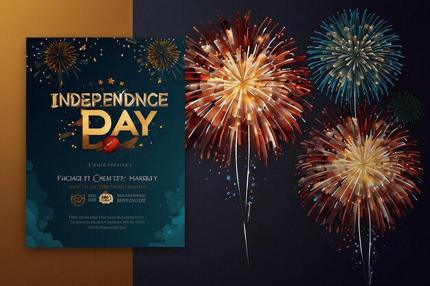 Independence Day Invitation Banner Design and Fireworks Celebrations