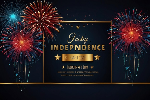 Independence Day Invitation Banner Design and Fireworks Celebrations