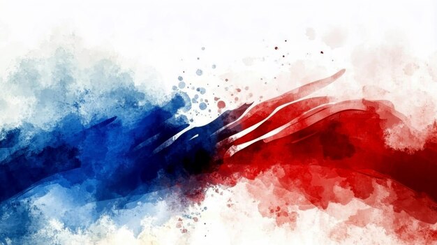 Independence day of Slovakia celebration Watercolor illustration National flag of Slovakia Horizontal banner Free space for text Abstract white blue and red background