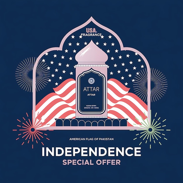 Photo independence day special offer on usa fragrance with american flag design