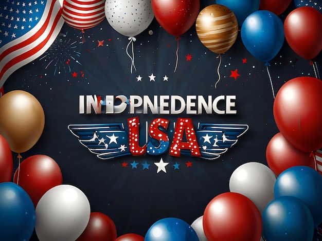 Independence day USA sale promotion banner template American balloons flag