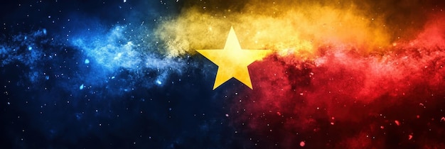 Independence day of Venezuela Horizontal banner Free space for text Abstract background in colors of Venezuelan flag Yellow blue and red illustration with stars