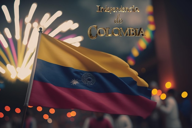 Independencia de colombia Colombia independence day colombian flag Mark with celebrations and events nationwide Residents of Bogota protesting in the streets against Spanish rule Generative AI