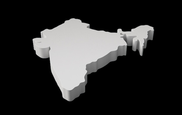 India 3D map Geography Cartography and topology map 3D illustration