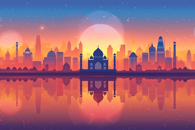 India City Skyline indian illustration background