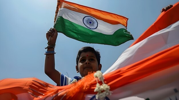 Photo india day celebrates independence the colors of the indian flag along with