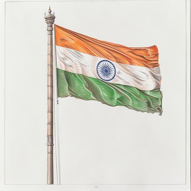 Photo india flag indian national flag drawing on white background