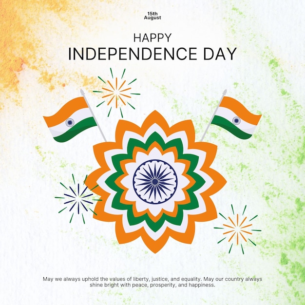 Photo india happy independence day poster design