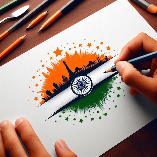 India independence day 15 August logo illustration