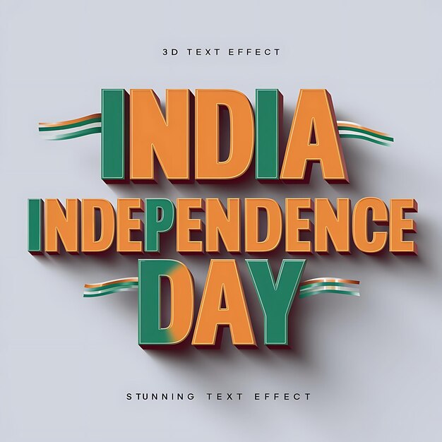 India Independence Day 3d Text Effect Indian Independence Day llustration Art