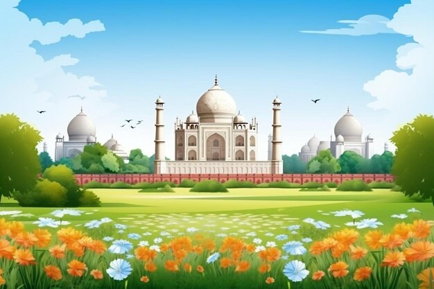 India independence day with taj mahal background