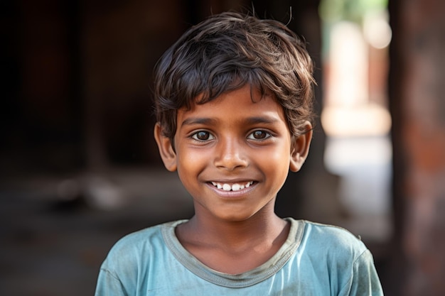 an india kid boy smile at camera