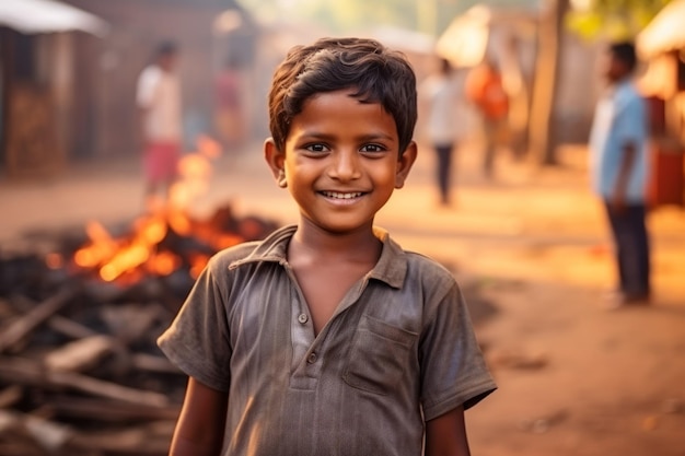 an india kid boy smile at camera