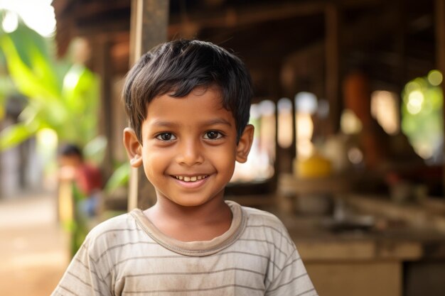 an india kid boy smile at camera