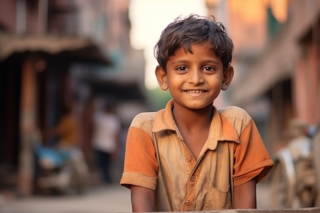 an india kid boy smile at camera