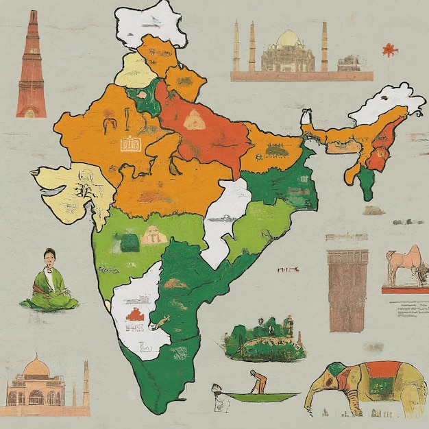 india map of india and national flags asia