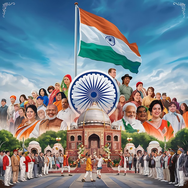 India republic day celebration digital art with people ai generated design