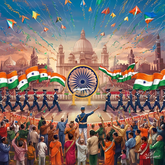 India republic day celebration digital art with people ai generated design