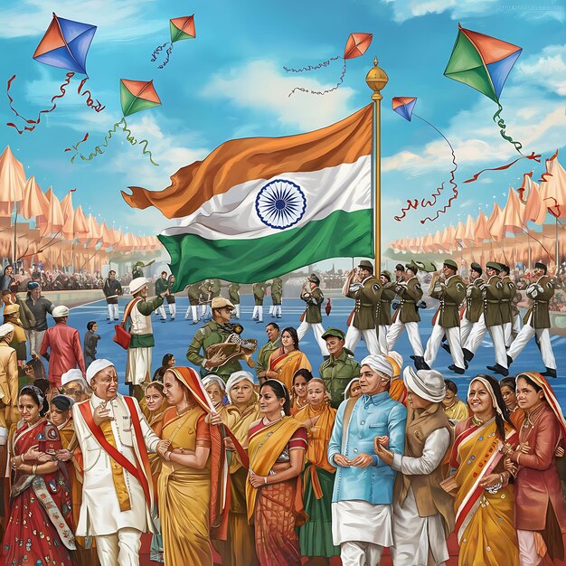 India republic day celebration digital art with people ai generated design