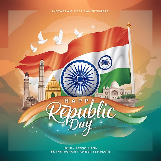 India republic day instagram post banner template ai generated design